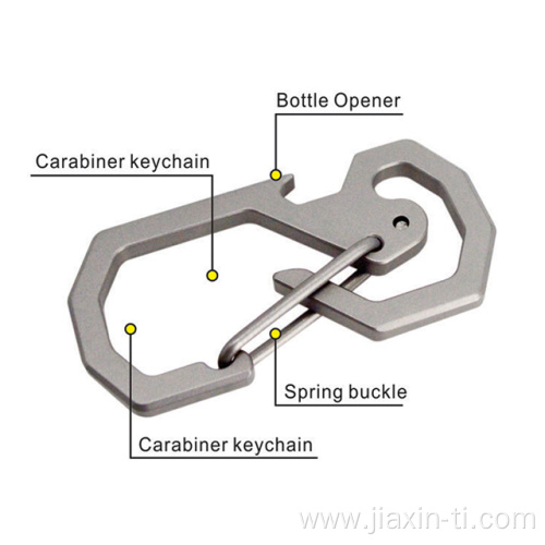 Bottle Opener Titanium Carabiner Keychain For Camping